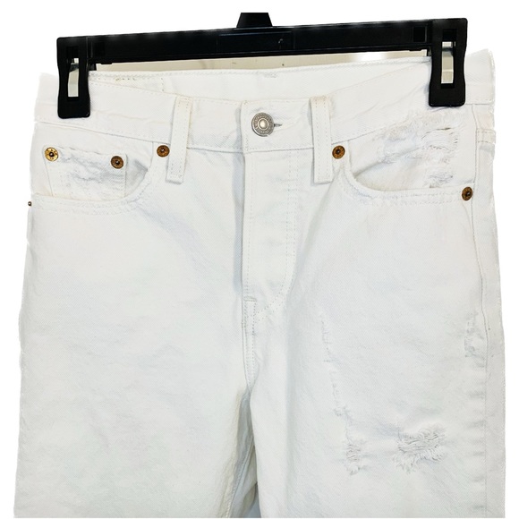 Levi’s Wedgie Icon Fit Distressed Vintage Chalk Off White Ankle Jeans Size 25 - Picture 6 of 13